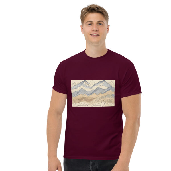 Klassisches Unisex T-Shirt Alpendiagramm blau sand