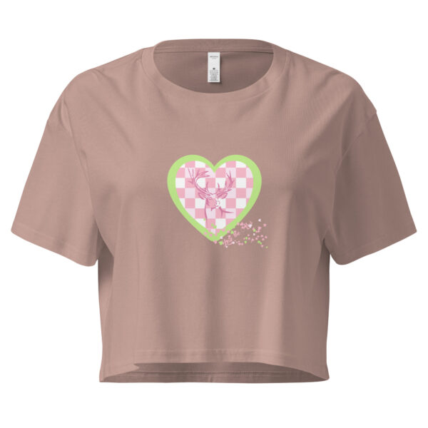 Damen-Crop-Top kariertes Alpenherz grün