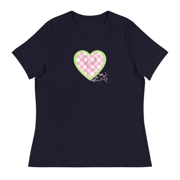 Lockeres Damen-T-Shirt kariertes Alpenherz grün